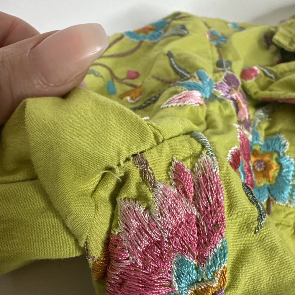 Johnny Was Green Floral Embroidered Button Up Jacket XS Y2K Cottagecore Boho - Picture 16 of 16